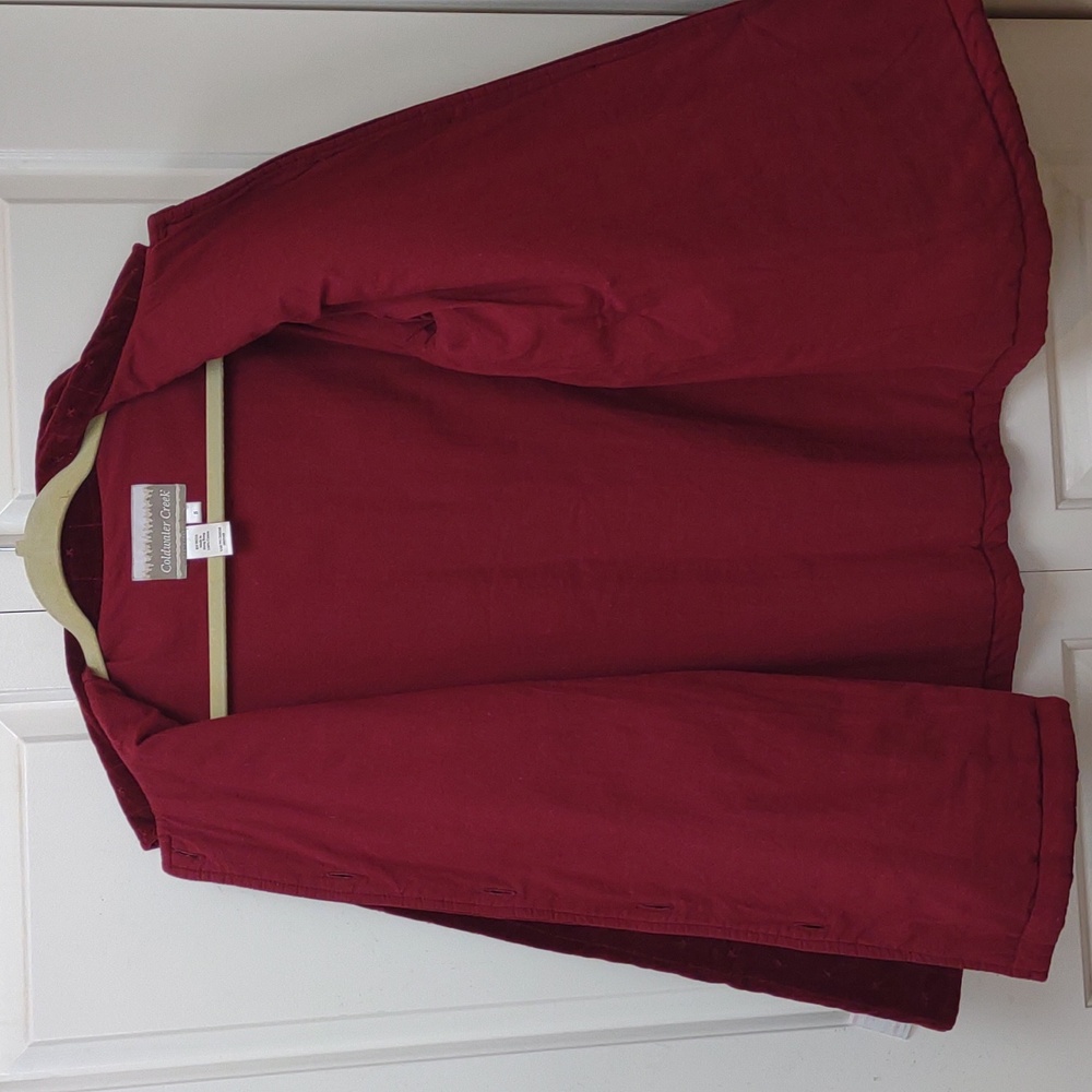 Coldwater Creek Women's Vintage Quilted Velvet Burgundy BU 100% Cotton Jacket - Picture 9 of 10